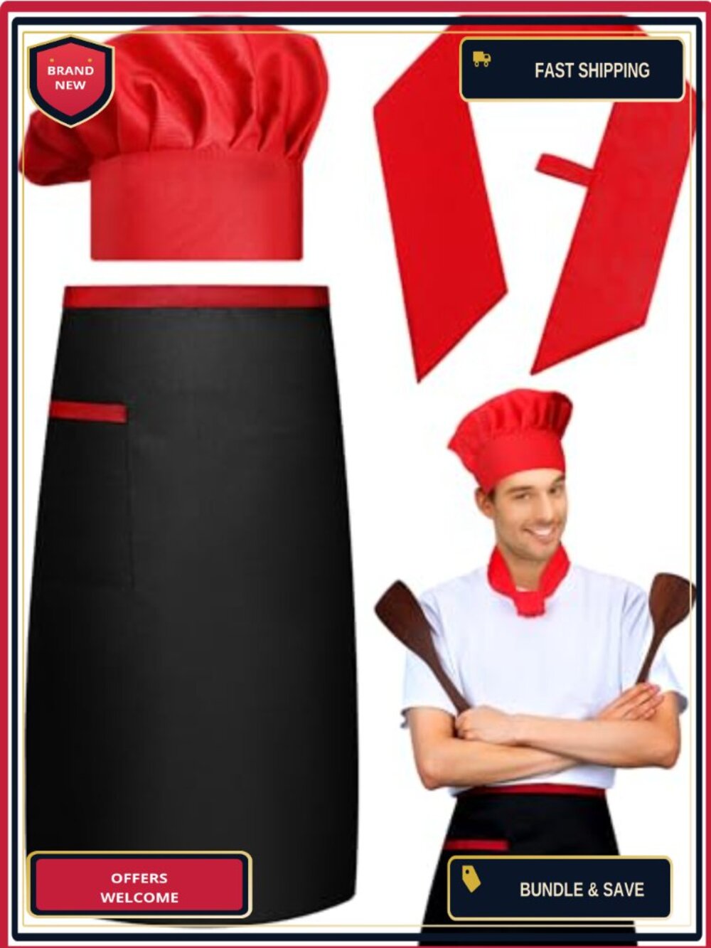 Hibachi Chef 3 Pc Costume Set Apron Hat Hachimaki Adult Teppanyaki